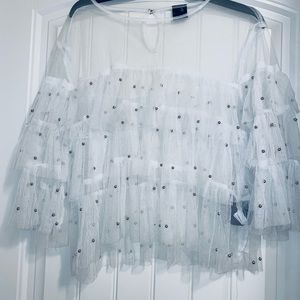 White transparent net top